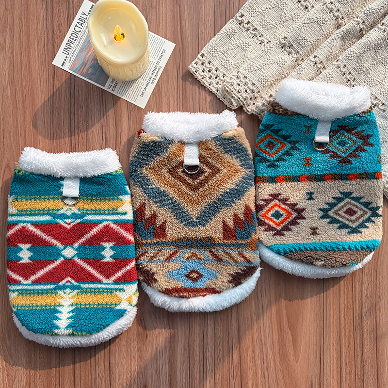 Winter Clothing Patterns - Ethnic Diamond Pattern Pet Vest Plush