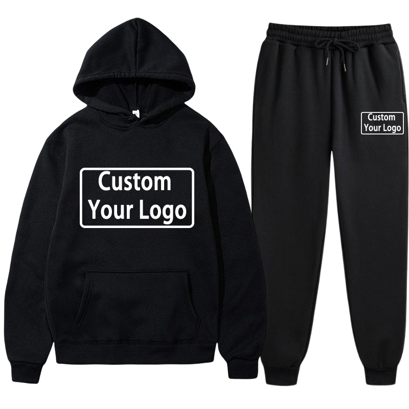 Winter Clothing Patterns - Customize Logo Print Hoodie Sweatpants Set