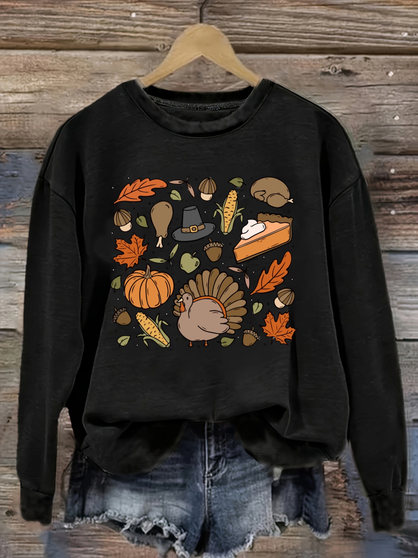 Winter Clothing Patterns - Women's Casual Long Sleeve Crew Neck