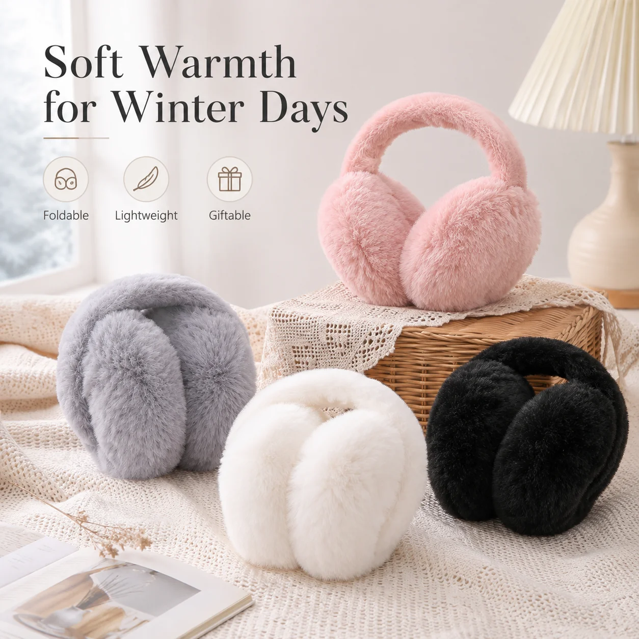 Ear Muff Foldable - Super Warm Plush Earmuffs, Foldable Ear