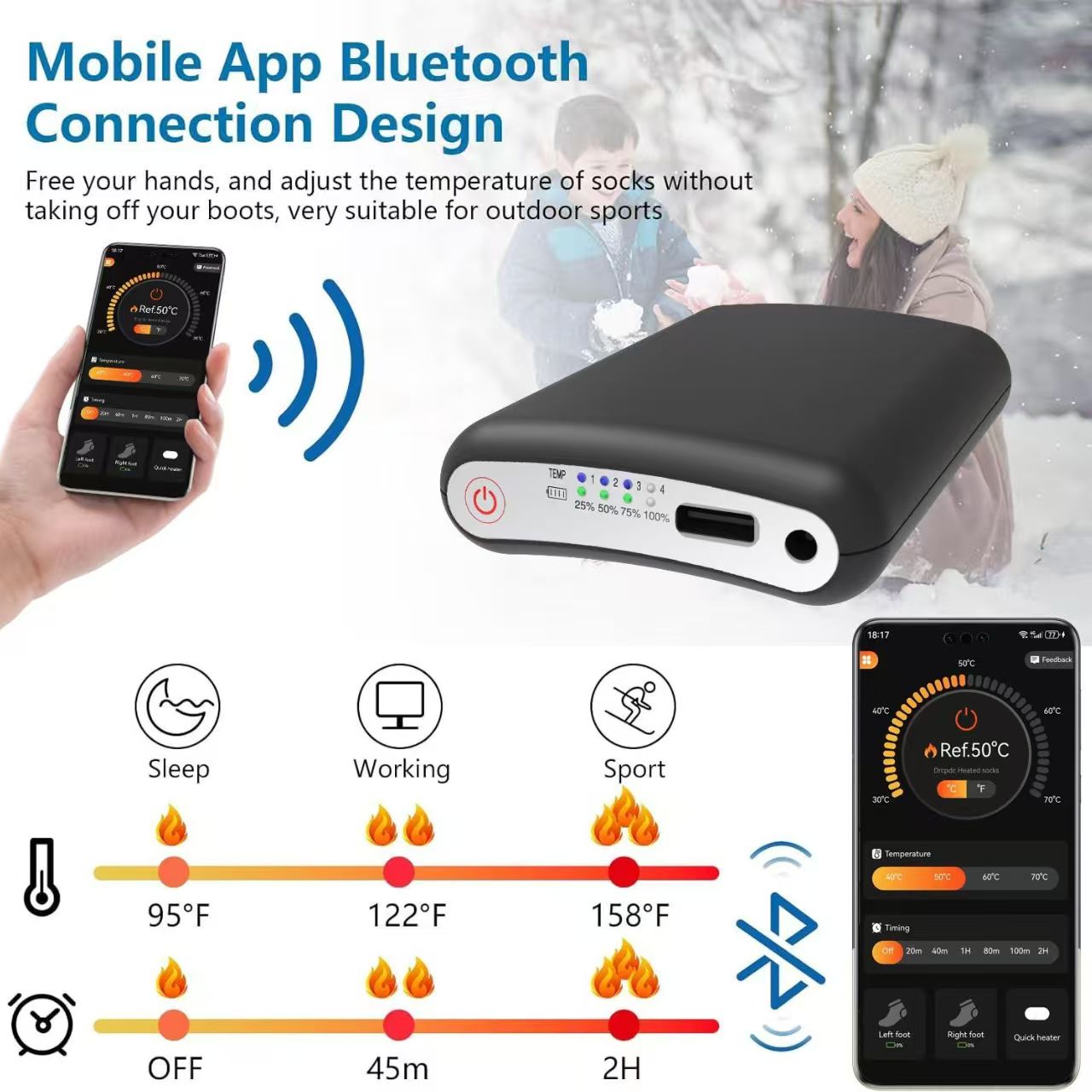 Durable 5000mAh 5V Battery APP - đánh giá và giá Heated Insole Rechargeable